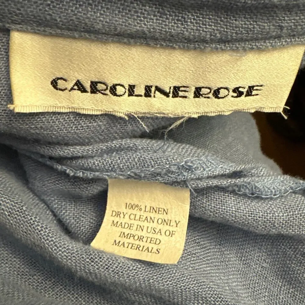 Caroline Rose Button-Down stand collar 100 % Tissue-Linen Shirt size large